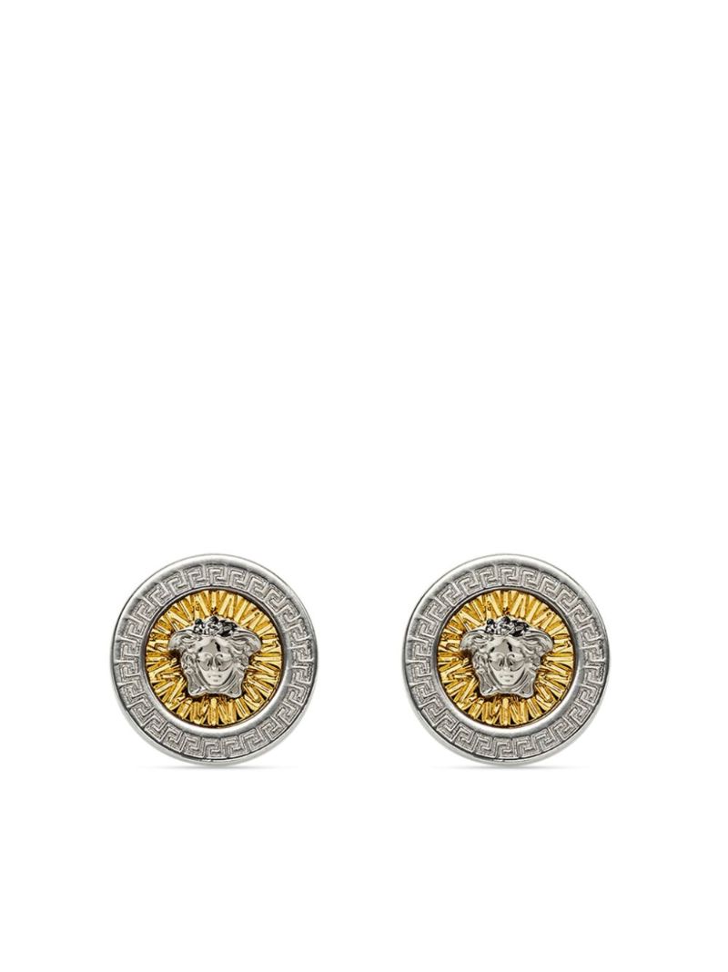 Silver-tone Crystal Icon Stud Earrings