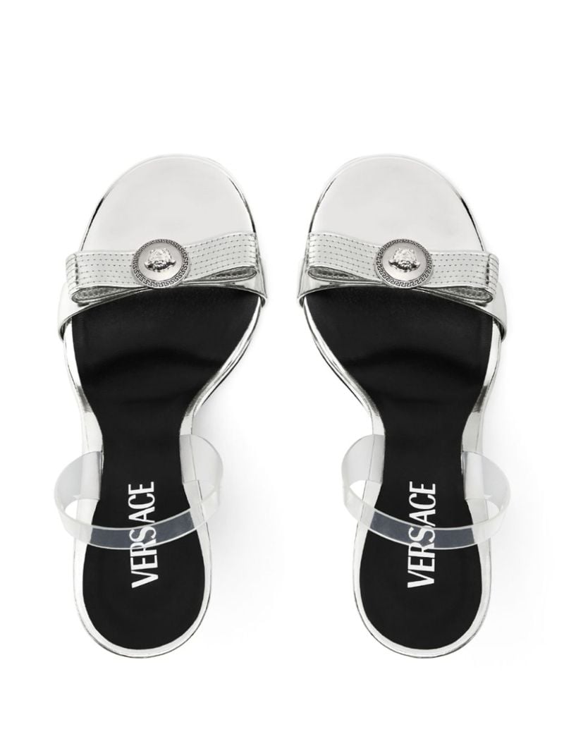 Silver-tone Gianni Ribbon 110 Leather Sandals