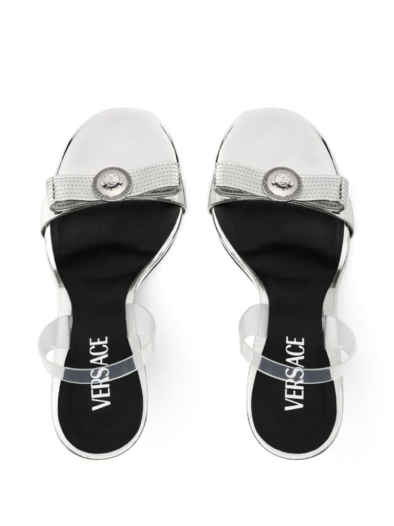 Silver-tone Gianni Ribbon 110 Leather Sandals