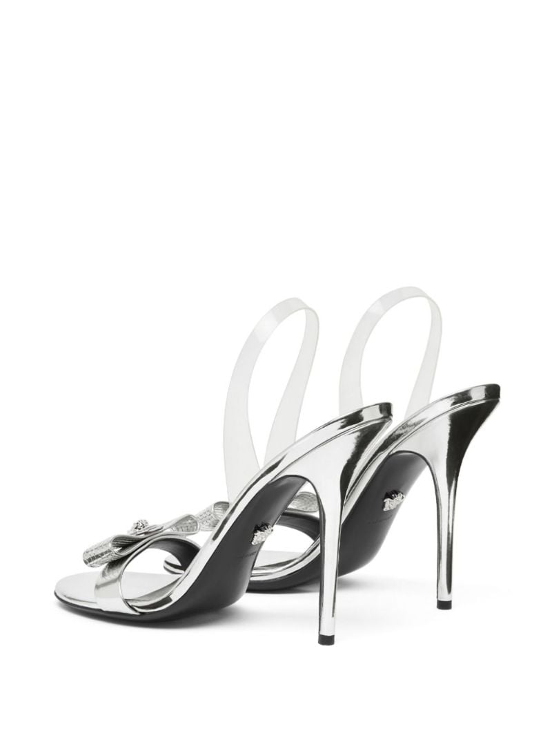 Silver-tone Gianni Ribbon 110 Leather Sandals