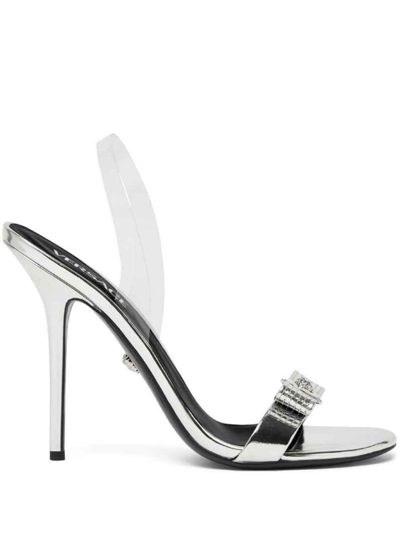 Silver-tone Gianni Ribbon 110 Leather Sandals