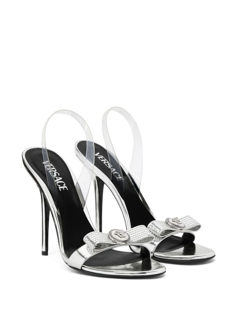 Silver-tone Gianni Ribbon 110 Leather Sandals