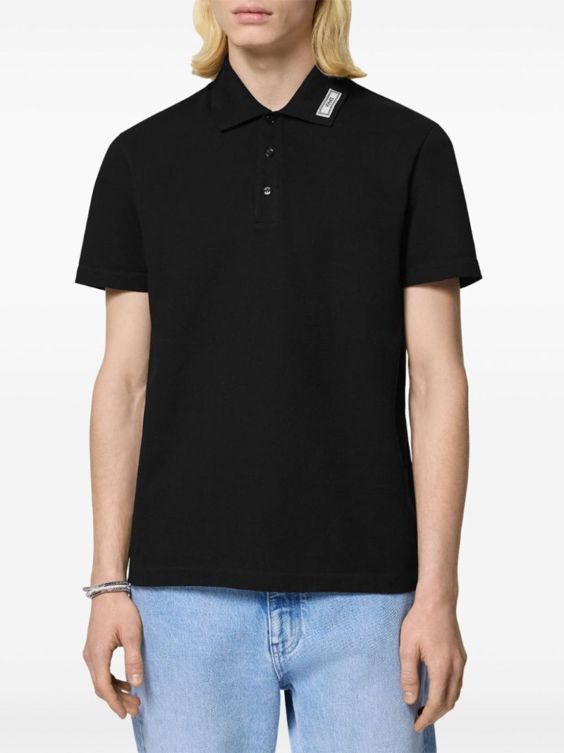 Black 90s Vintage Logo Cotton Polo Shirt