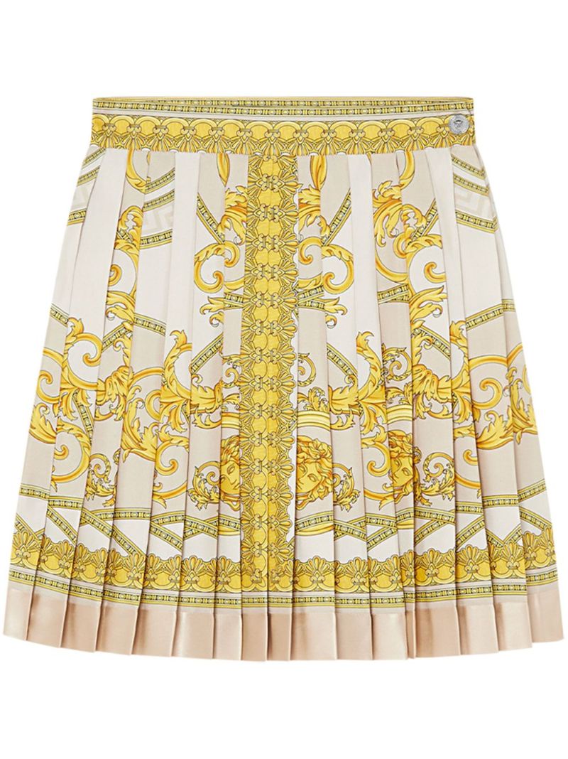 Gold-tone La Coupe Des Dieux Silk Pleated Skirt