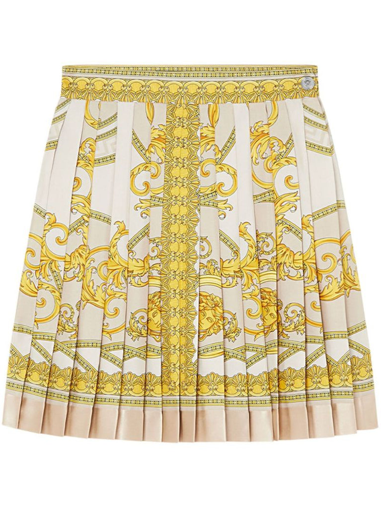 Gold-tone La Coupe Des Dieux Silk Pleated Skirt