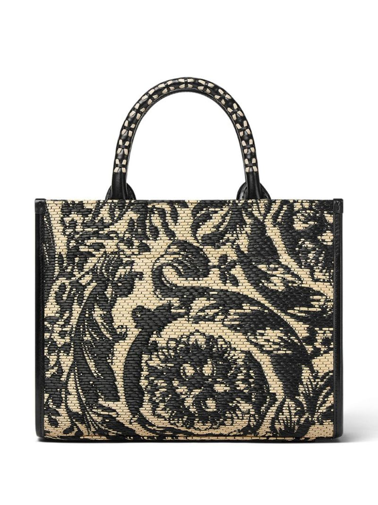 Black Barocco Athena Small Raffia Tote Bag