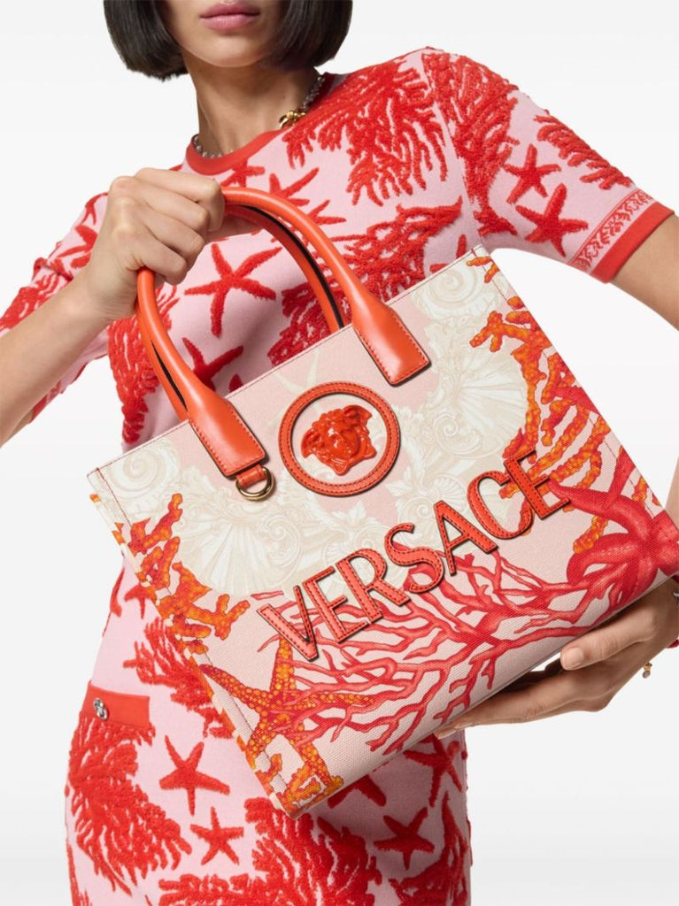 Pink La Medusa Barocco Sea Small Tote Bag