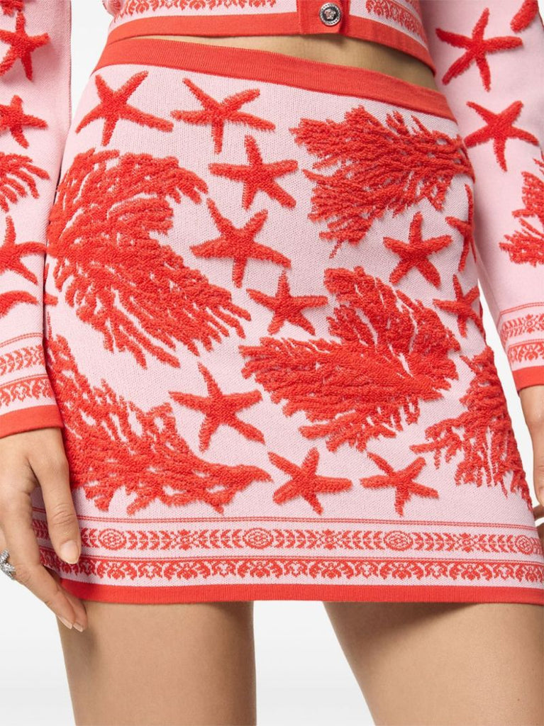 Red Barocco Sea Knitted Mini Skirt