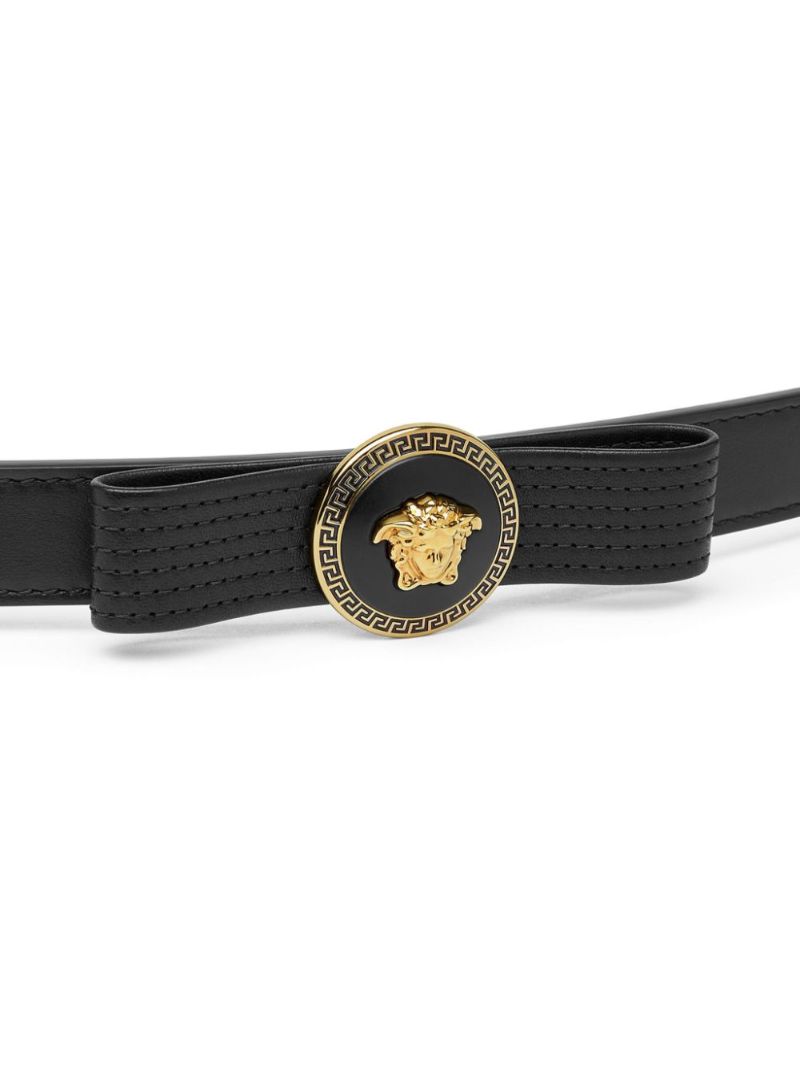 Black Gianni Ribbon Leather Belt