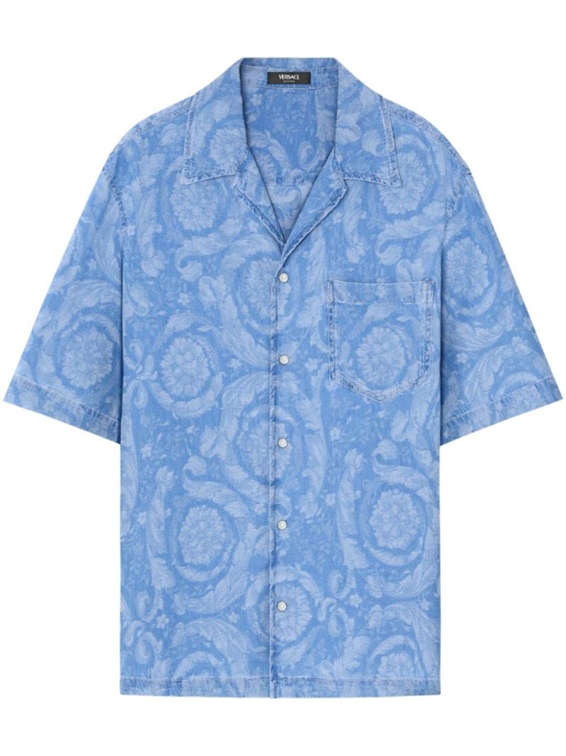 Blue Barocco-print Cotton Shirt