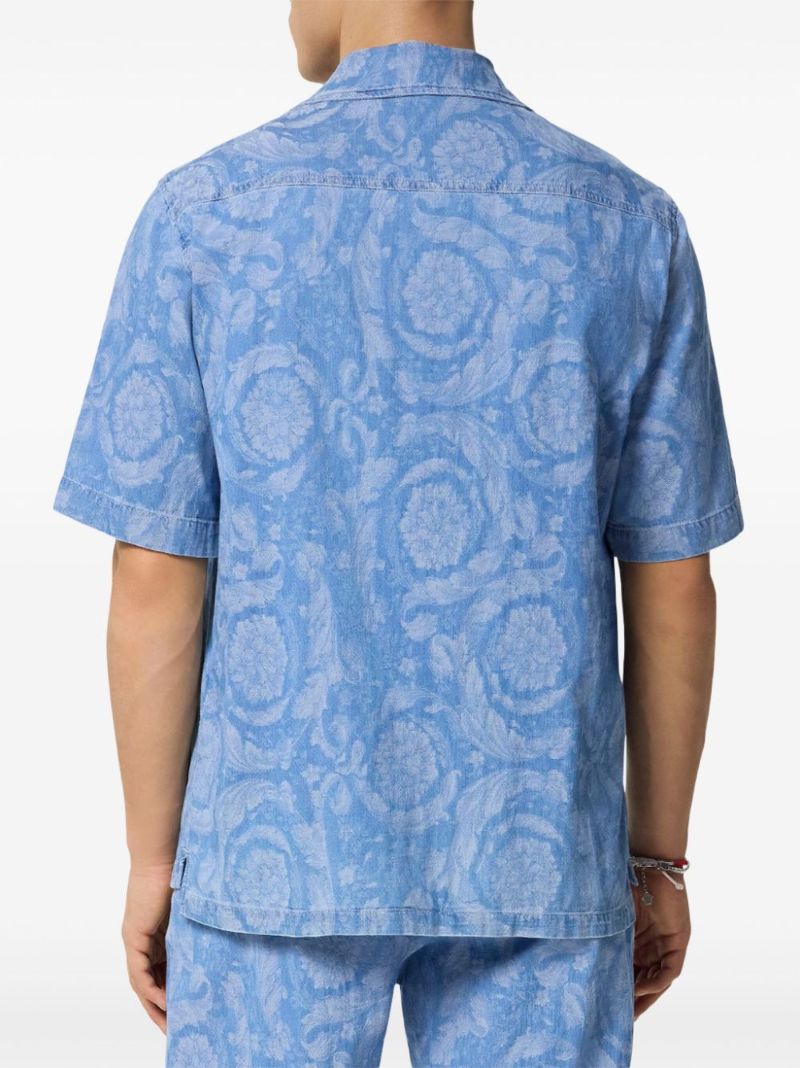 Blue Barocco-print Cotton Shirt
