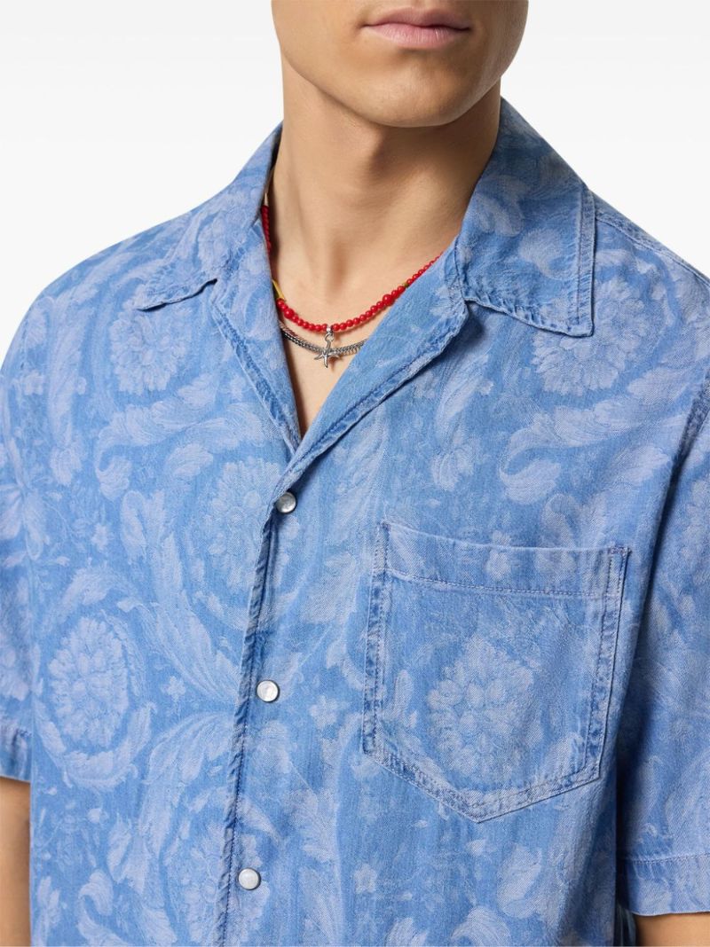 Blue Barocco-print Cotton Shirt
