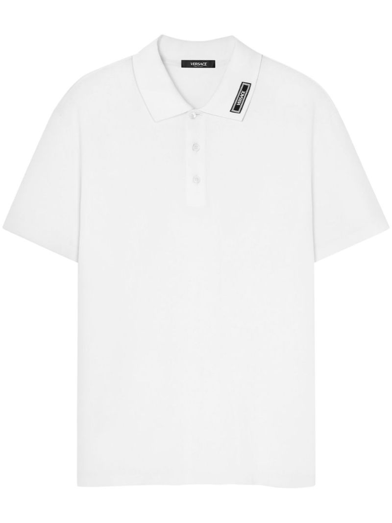 White '90s Vintage Logo Cotton Polo Shirt