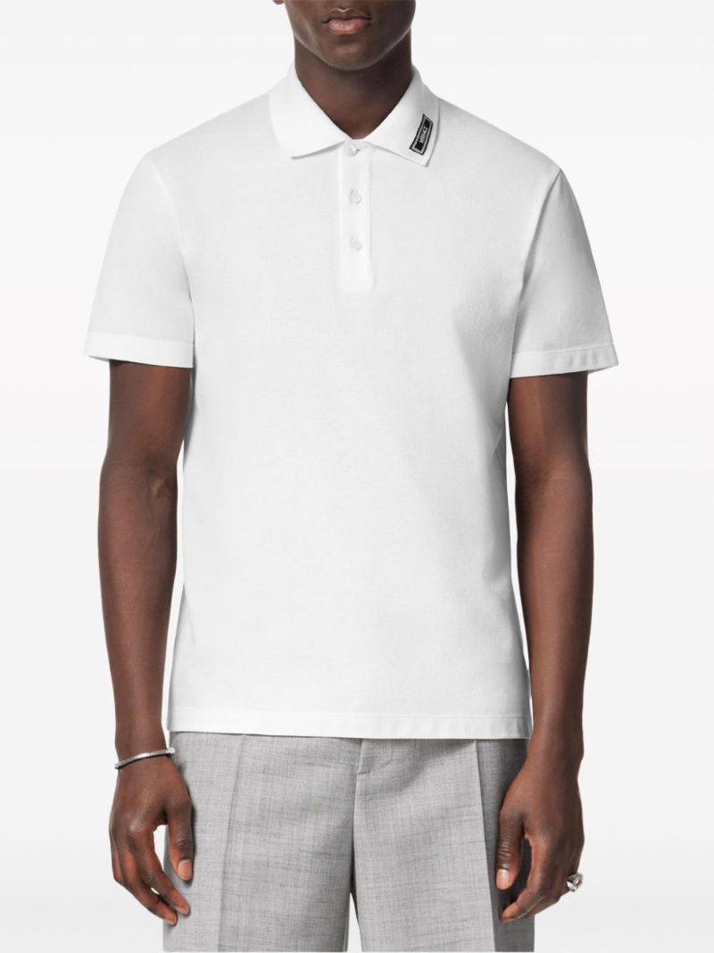 White '90s Vintage Logo Cotton Polo Shirt