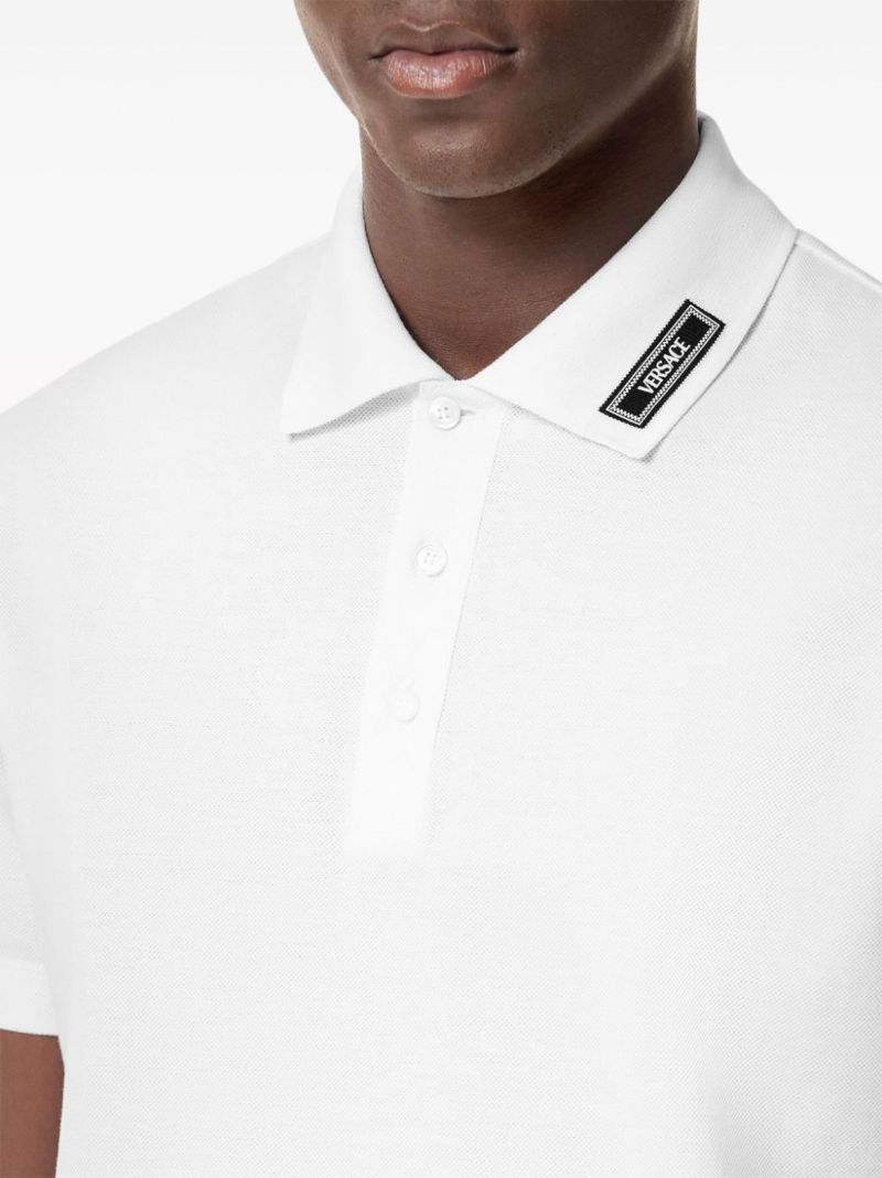 White '90s Vintage Logo Cotton Polo Shirt