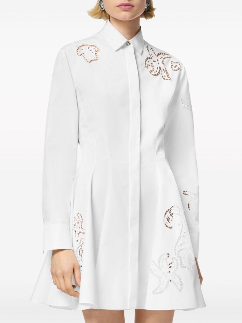 White Sangallo-embroidered Cotton Shirt Dress