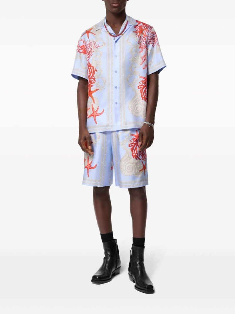 Blue Barocco Sea-print Silk Shirt