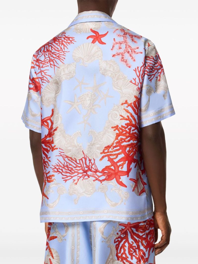 Blue Barocco Sea-print Silk Shirt