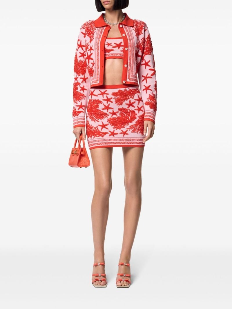 Red Barocco Sea Cropped Knit Top