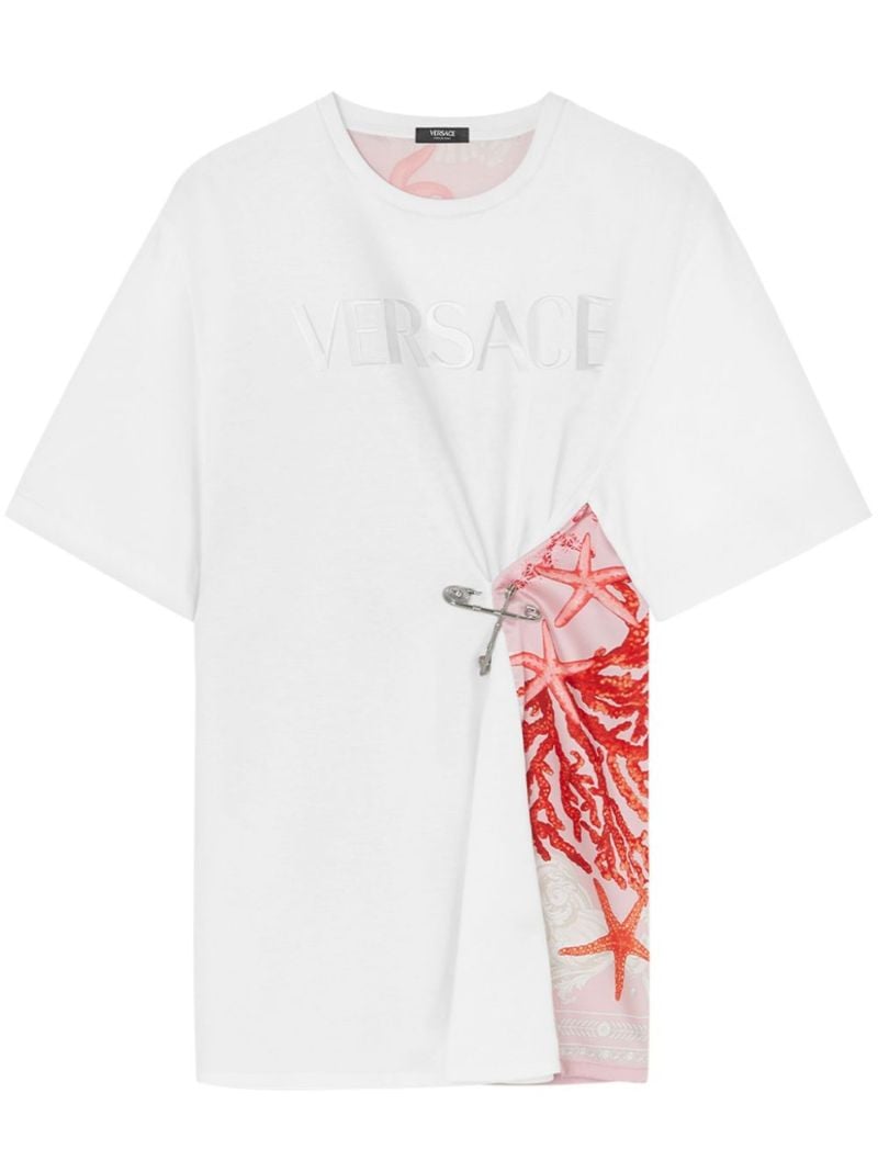 White Barocco Sea Safety Pin Cotton T-shirt