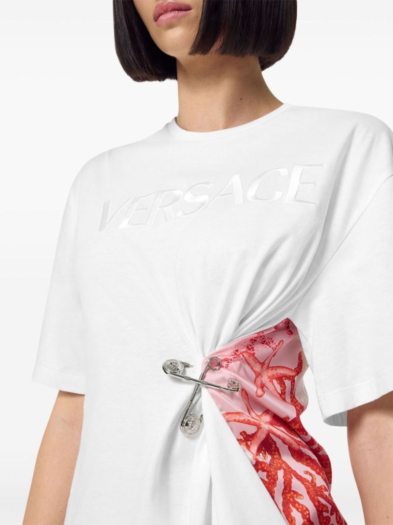 White Barocco Sea Safety Pin Cotton T-shirt