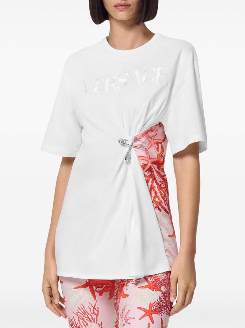 White Barocco Sea Safety Pin Cotton T-shirt