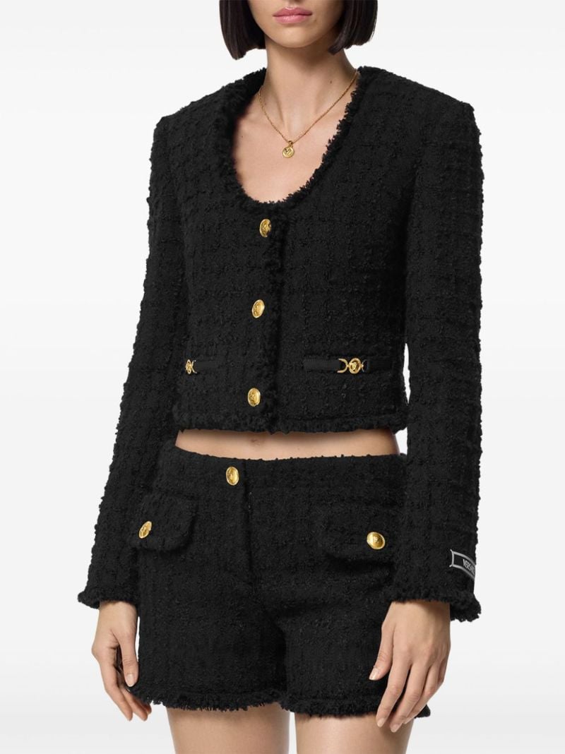 Black Heritage Cropped Tweed Jacket