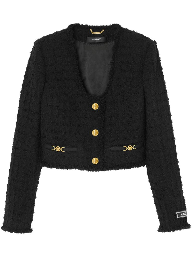 Black Heritage Cropped Tweed Jacket