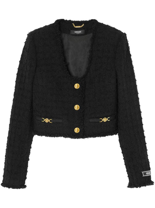 Black Heritage Cropped Tweed Jacket