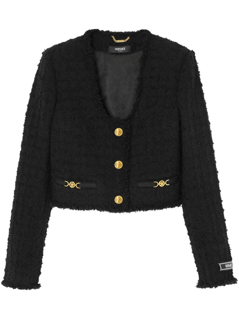 Black Heritage Cropped Tweed Jacket