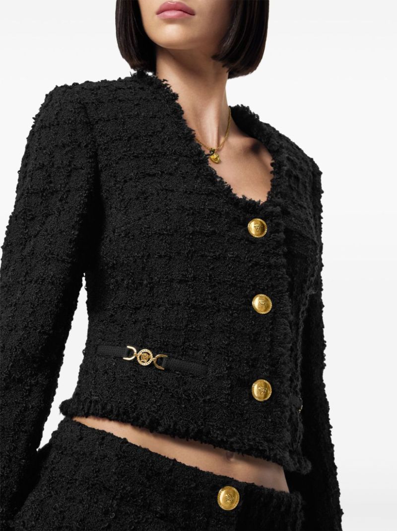 Black Heritage Cropped Tweed Jacket