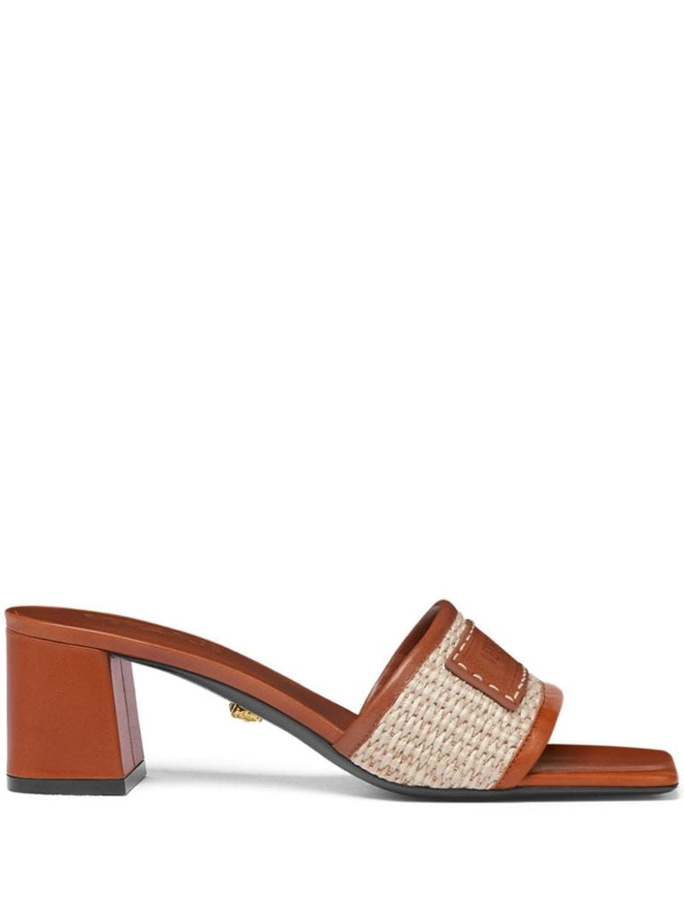 Brown Theia 55 Raffia Mules