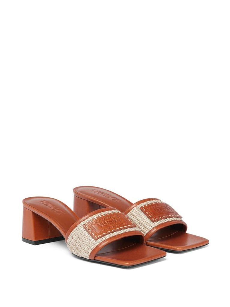 Brown Theia 55 Raffia Mules