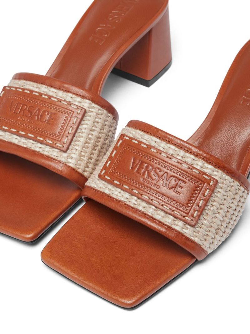 Brown Theia 55 Raffia Mules