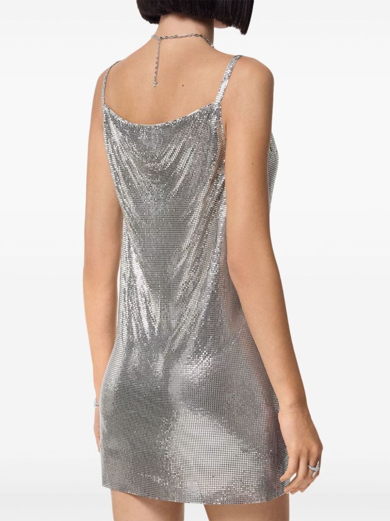 Silver-tone Metal Mesh Slip Mini Dress