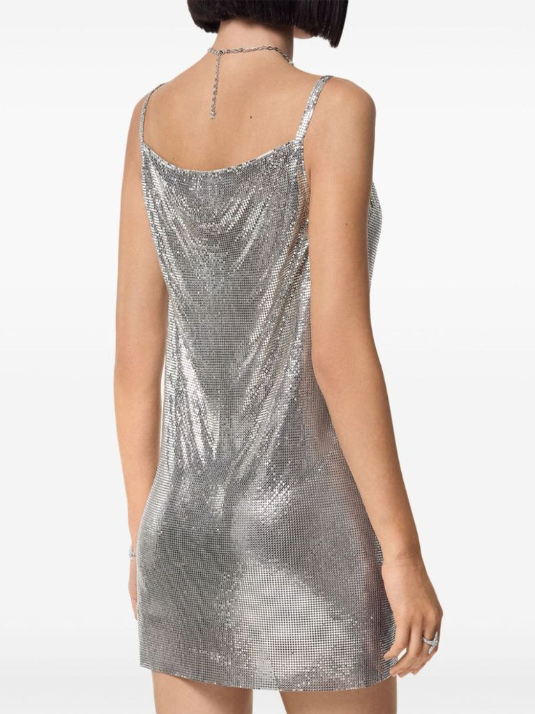 Silver-tone Metal Mesh Slip Mini Dress