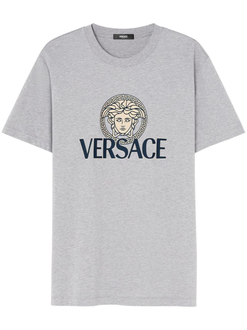 Grey Medusa Logo Cotton T-shirt