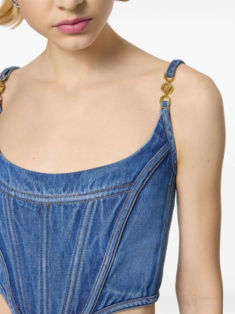 Blue Medusa '95 Denim Corset Top