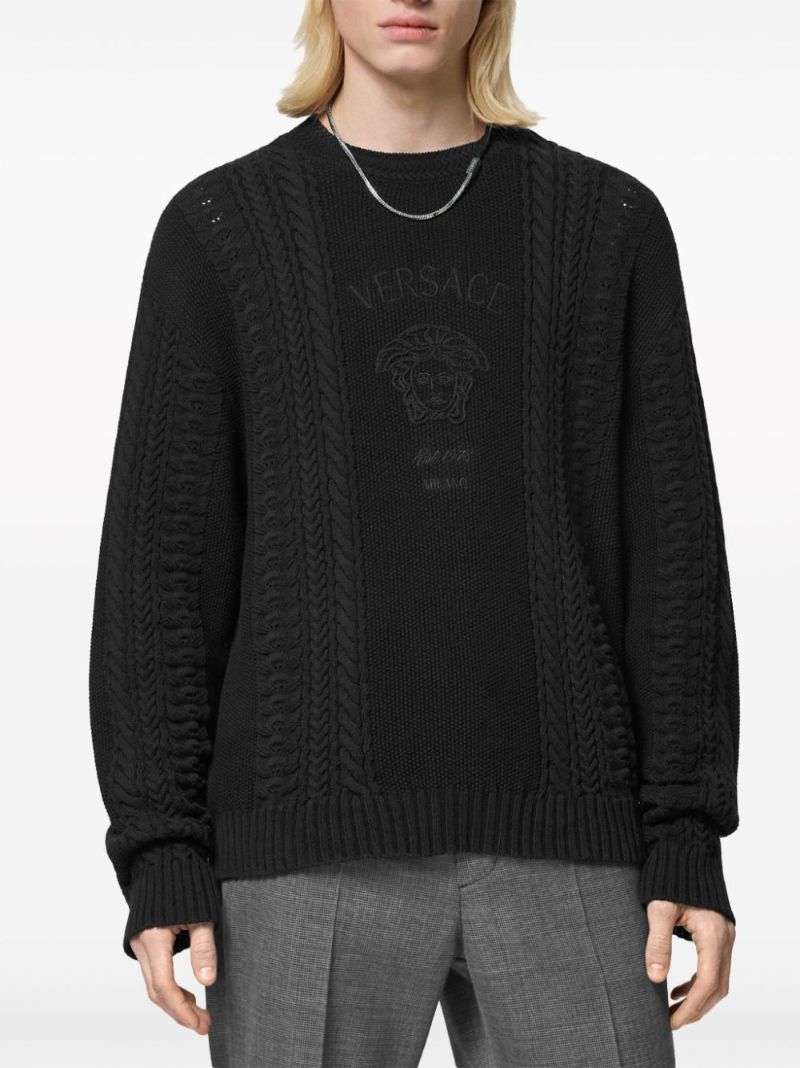 Black Medusa Milano Cable-knit Sweater