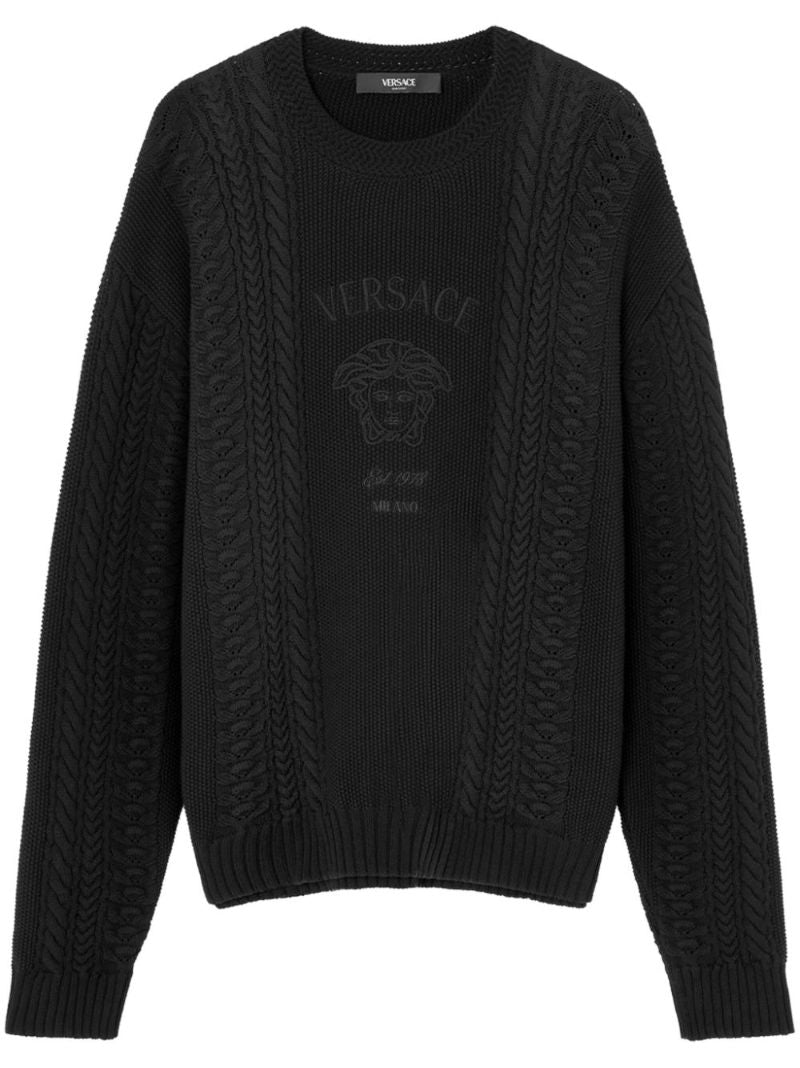 Black Medusa Milano Cable-knit Sweater