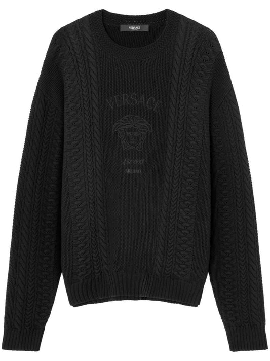 Black Medusa Milano Cable-knit Sweater