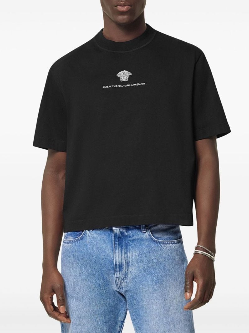 Black Medusa Milano-embroidered Cotton T-shirt