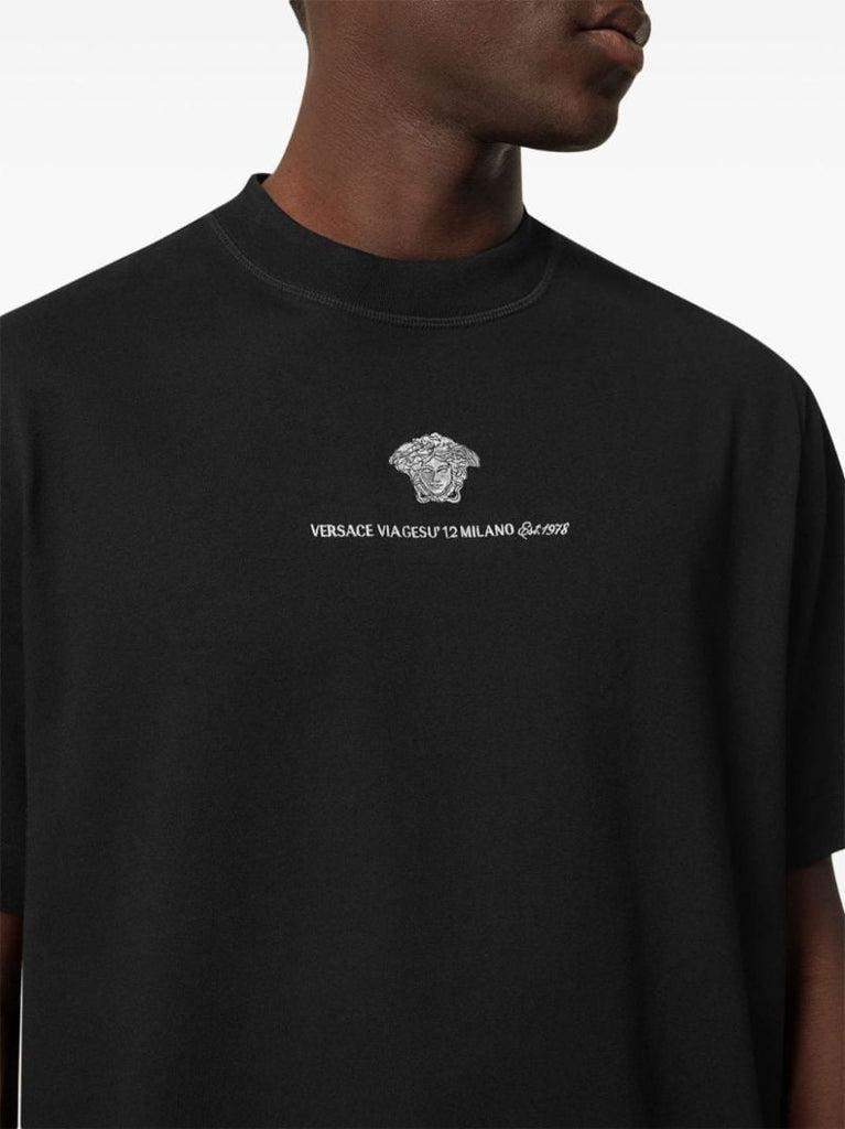 Black Medusa Milano-embroidered Cotton T-shirt
