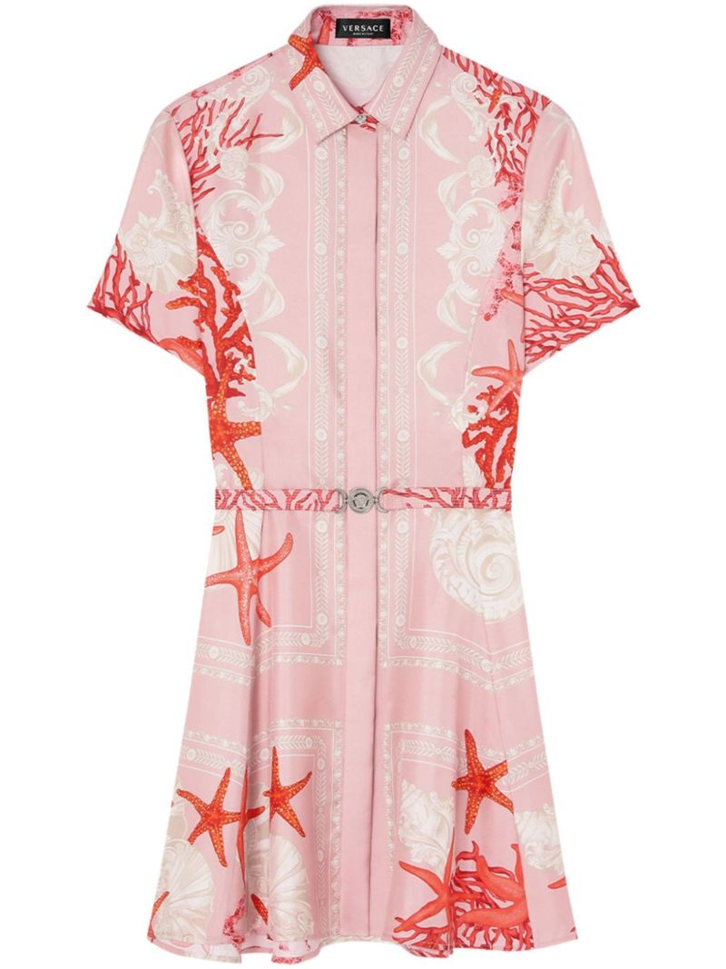 Pink Barocco Sea-print Silk Mini Dress