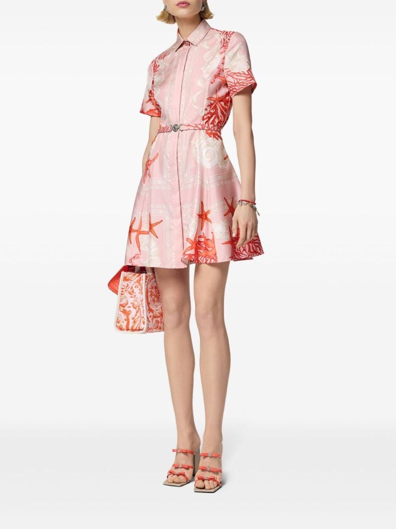 Pink Barocco Sea-print Silk Mini Dress