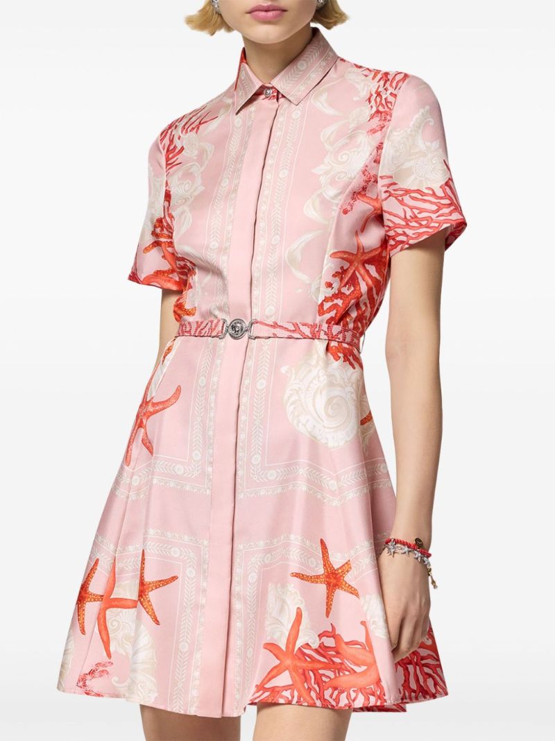 Pink Barocco Sea-print Silk Mini Dress