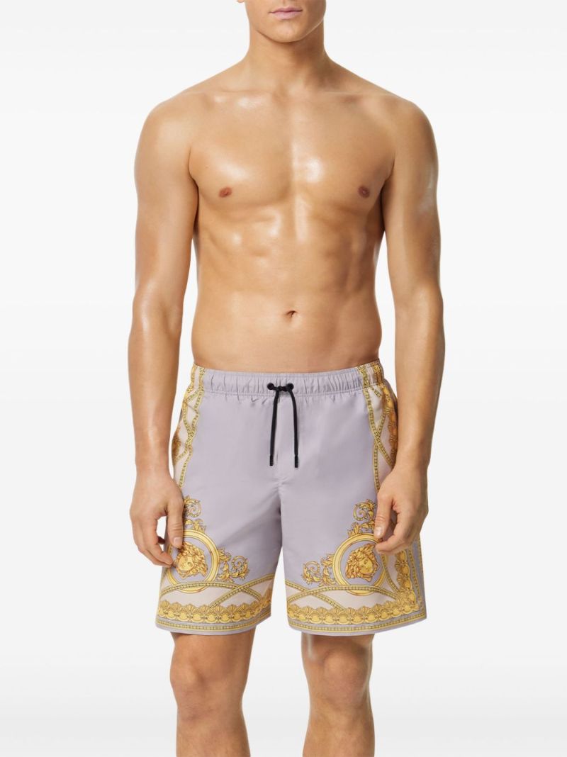 Purple Coupe Des Dieux-print Swim Shorts