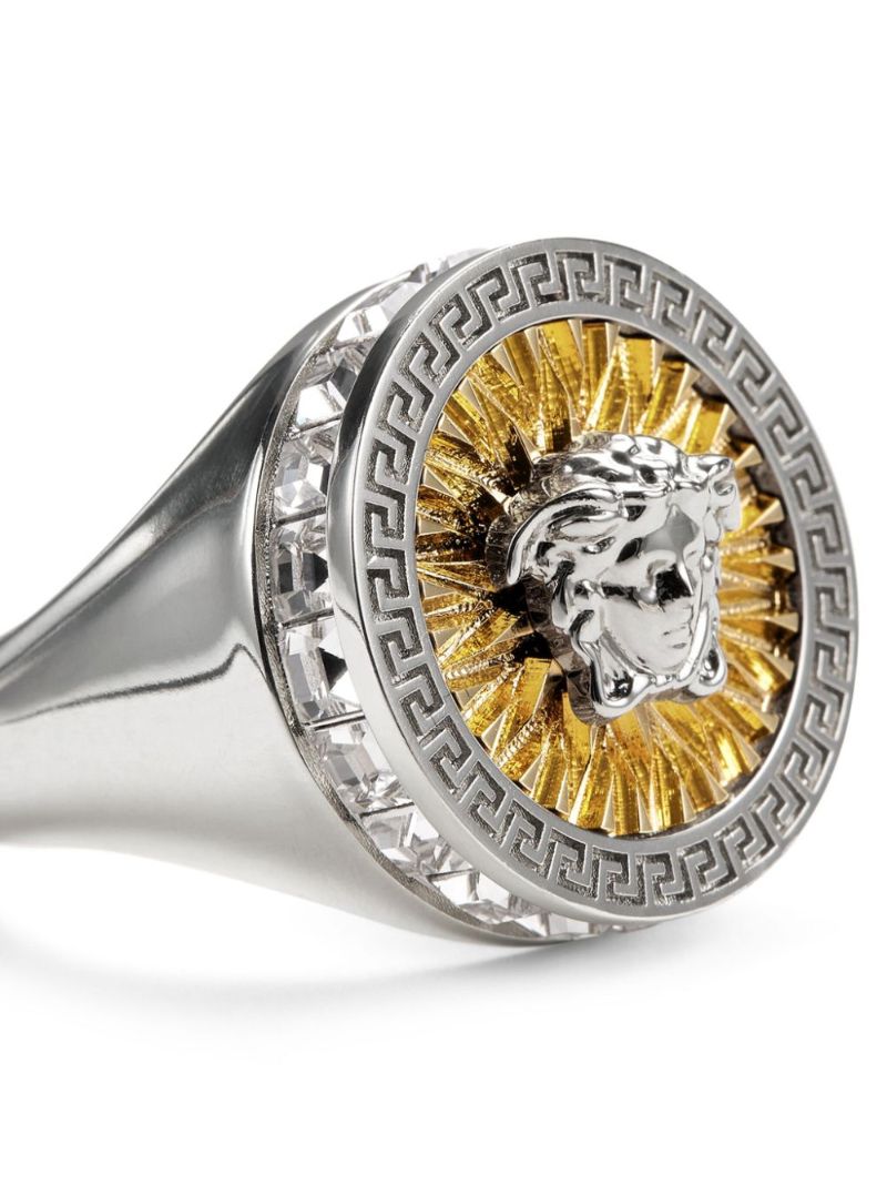 Silver-tone Crystal Icon Ring