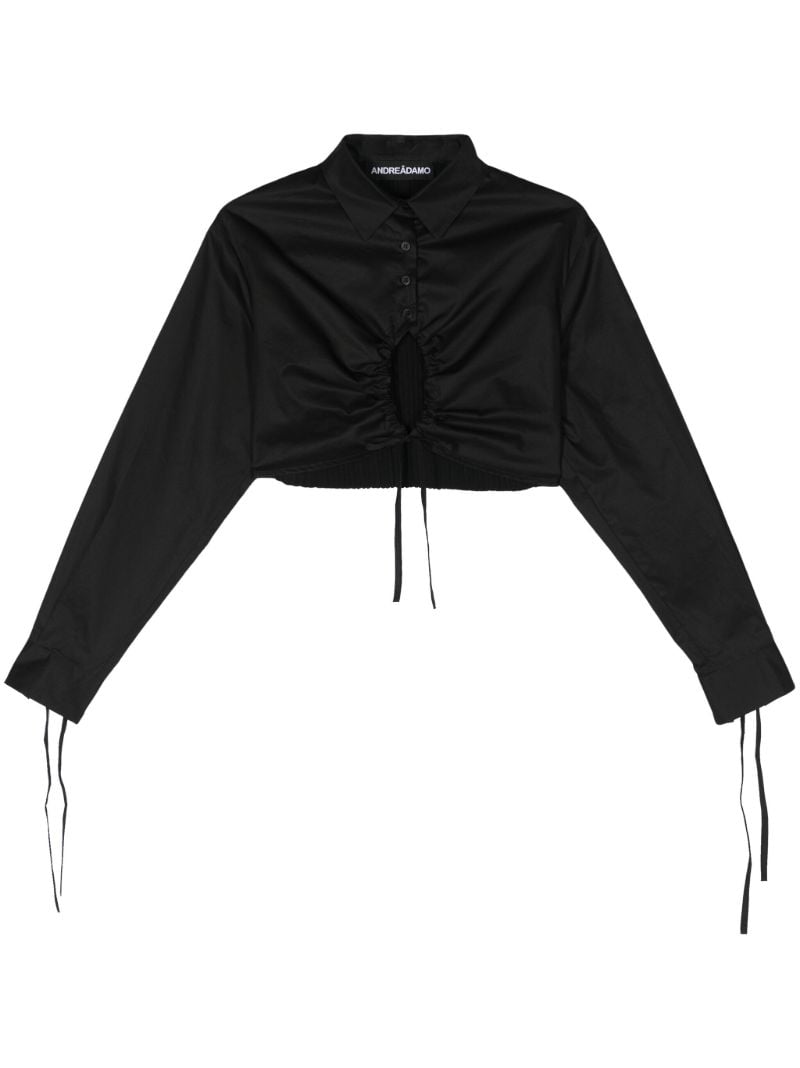 Black Gathered Cropped Shirt