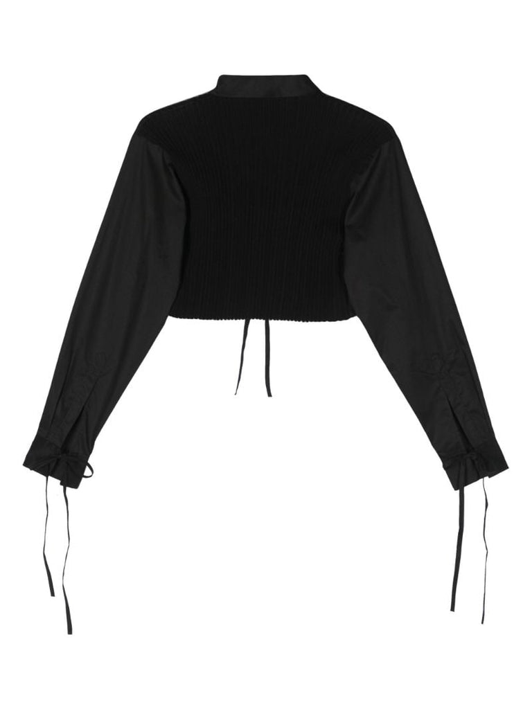 Black Gathered Cropped Shirt